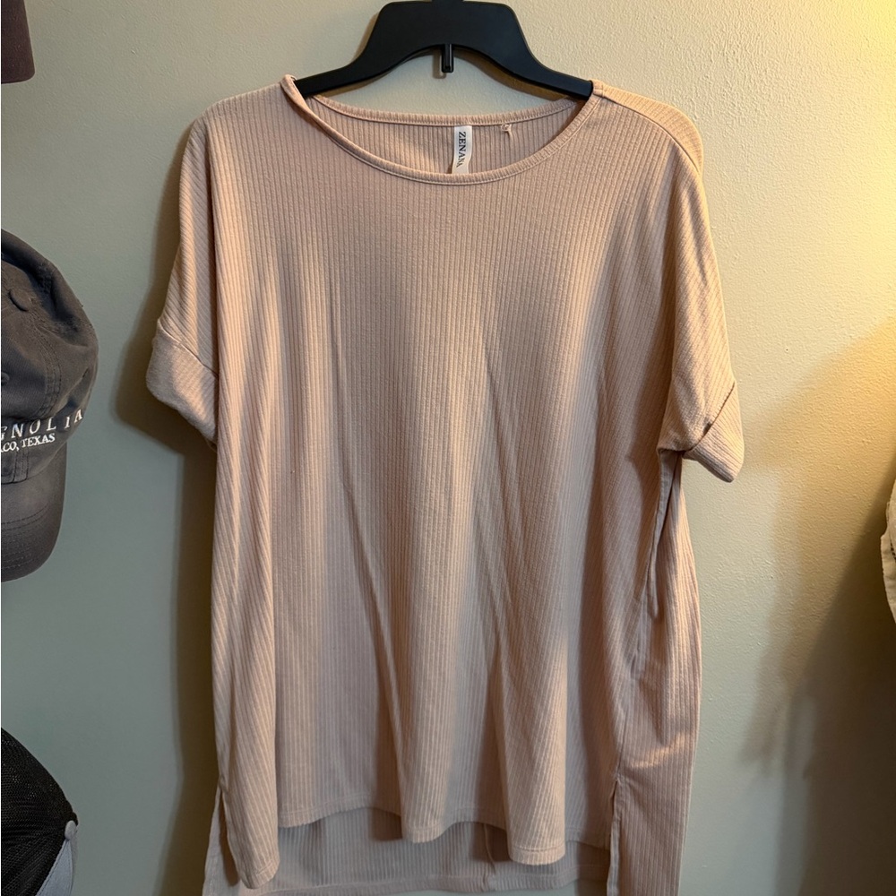 Zenana Outfitters Cream Short Sleeve Top